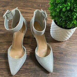 Diba London Sparkling Silver Heels with Ankle Strap. Size 6
